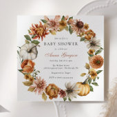 Rustic Autumn Pumpkin Baby shower Kaart