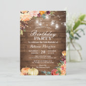 Rustic Autumn Pumpkin Floral Birthday Party Kaart (Staand voorkant)