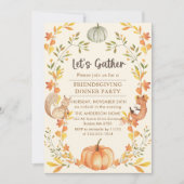 Rustic Autumn Pumpkin Friendsgiving Dinner Kaart (Voorkant)