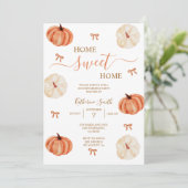 Rustic Autumn Pumpkin Housewarming Party Kaart (Staand voorkant)