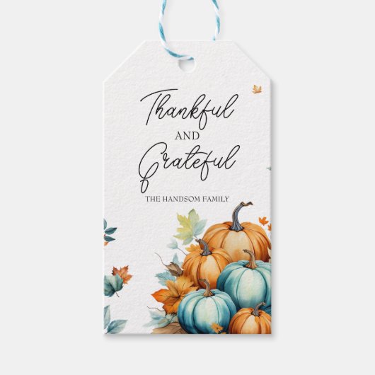 Rustic Autumn Pumpkin Thanksgiving Dinner Cadeaulabel (Voorkant)