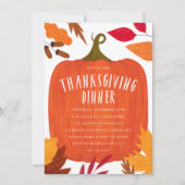 Rustic Autumn Pumpkin Thanksgiving Dinner Kaart (Voorkant)
