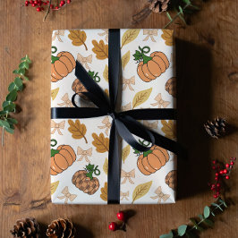 Rustic Autumn Pumpkin Wrapping Paper Cadeaupapier
