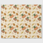 Rustic Autumn Pumpkin Wrapping Paper Cadeaupapier (Vlak)