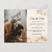 Rustic Autumn Pumpkins & Flowers Aankondigingskaart (Voorkant)