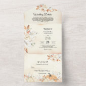 Rustic Autumn Pumpkins & Flowers All In One Uitnodiging (Binnen)