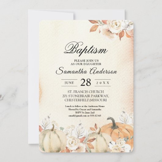 Rustic Autumn Pumpkins & Flowers Kaart (Voorkant)