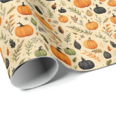 Rustic Autumn Pumpkins & Leaves in Moody Harvest Cadeaupapier (Rol Hoek)