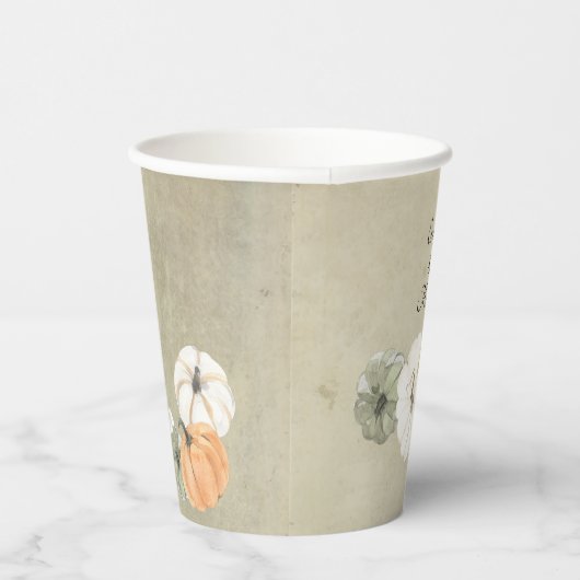 Rustic Autumn Pumpkins Personalized Wedding Papieren Bekers (Rechts)