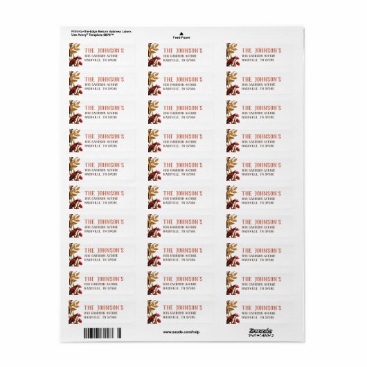 Rustic Autumn Return Address Label (Full Sheet)