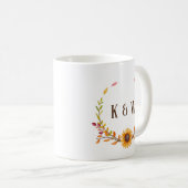 Rustic Autumn Sunflower Duo Monogram Koffiemok (Voorkant rechts)