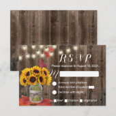 Rustic Autumn Sunflower Jar Fall Wedding RSVP Kaartje (Voorkant / Achterkant)