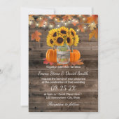 Rustic Autumn Sunflower Jar Pumpkins Fall Wedding Kaart (Voorkant)