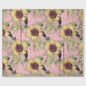 Rustic Autumn Sunflower Pattern Cadeaupapier (Vlak)