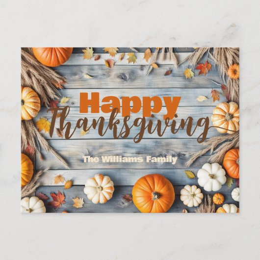 Rustic Autumn Vibes Thanksgiving Briefkaart (Voorkant)