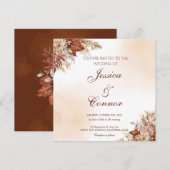 Rustic Autumn Waterverf Floral Wedding Kaart (Voorkant / Achterkant)