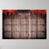 Rustic Autumn Wedding 15 Tables Seating Chart Poster (Voorkant)