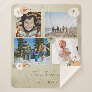 Rustic Autumn White, Oranje pompoenen gepersonalis Sherpa Deken