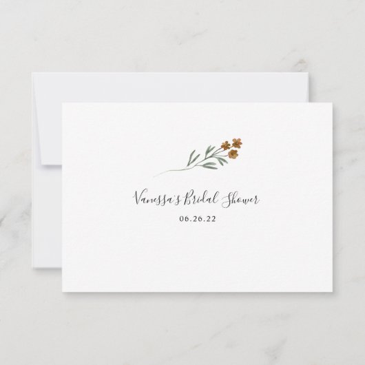 Rustic Autumn Wildflower Honeymoon Kaart (Achterkant)