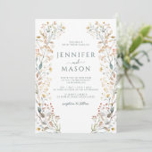 Rustic Autumn Wildflower Wreath Wedding Invitation (Debout devant)