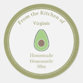Rustic Avocado & Guacamole Kraft Label Sticker (Voorkant)