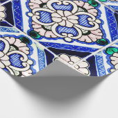 Rustic Azulejo Spain Pattern Tiles Navy White Cadeaupapier (Hoek)