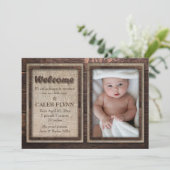 Rustic Baby Boy Aangepaste Fotogeboorte Aankondigi Aankondiging (Staand voorkant)
