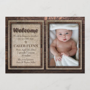 Rustic Baby Boy Faire-part de naissance photo pers