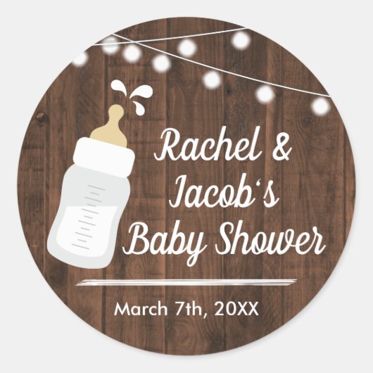 Rustic Baby brasse Baby shower Favoriser Étiquette (Devant)