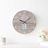 Rustic Baby Breath Mason Jar Clock Grote Klok (Huis)