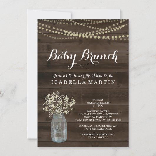Rustic Baby Brunch Uitnodiging (Voorkant)