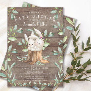 Rustic Baby Bunny Bunny Mam Baby shower Kaart