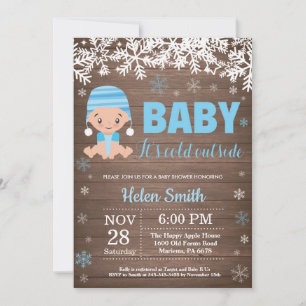 Rustic Baby het is koud buiten jongens baby shower Kaart