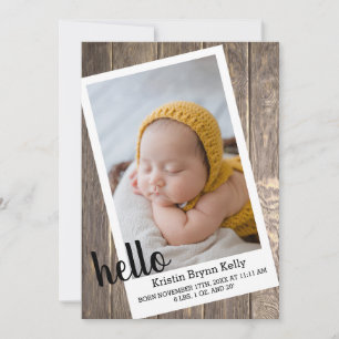 Rustic Baby Photo Birth Aankondiging