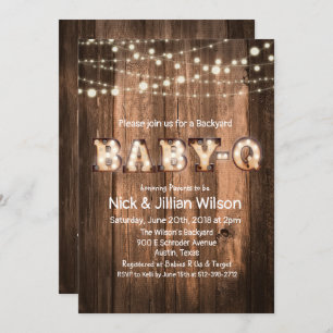 Rustic Baby Q BBQ Baby shower Uitnodiging