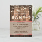 Rustic Baby Q BBQ Baby shower Uitnodiging (Staand voorkant)