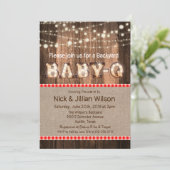 Rustic Baby Q BBQ Baby shower Uitnodiging (Staand voorkant)