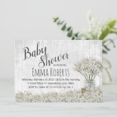 Rustic Baby shower Baby's Breath Mason Jar Floral Kaart (Staand voorkant)