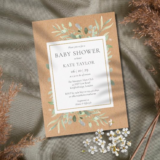 Rustic Baby shower|Sprinkle Waterverf Greenery Kaart