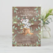 Rustic Baby Wolf en mam Baby shower Uitnodiging (Staand voorkant)