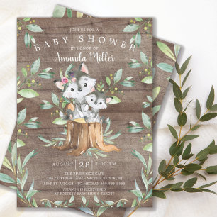Rustic Baby Wolf en mam Baby shower Uitnodiging