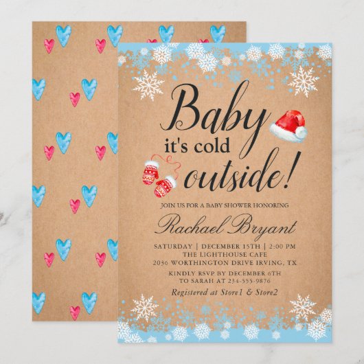 Rustic Baby zijn koude Baby shower buiten de feest Kaart (Voorkant / Achterkant)