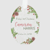 Rustic Baby's 1st Christmas Milestone Foto Ornament (achterkant)