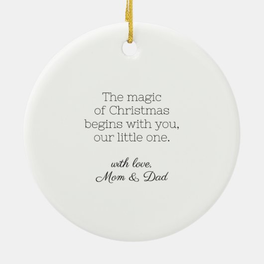 Rustic Baby's 1st Christmas Waterverf Beige Bow Keramisch Ornament (Achterkant)