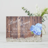Rustic Baby's Breath Blue Hydrangea Vrijgezellenfe Kaart (Staand voorkant)
