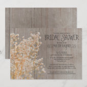 Rustic Baby's Breath Bridal Shower Invitations Kaart (Voorkant / Achterkant)