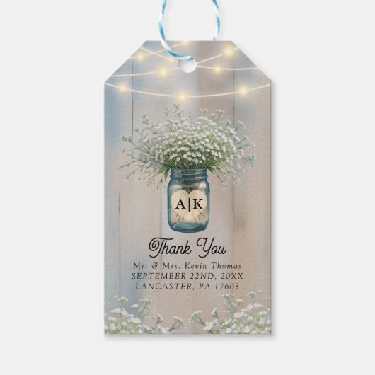 Rustic Baby's Breath Country Wedding Dank u Label Cadeaulabel (Voorkant)