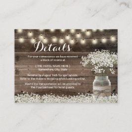 Rustic Baby's Breath Floral Hotel Accommodations Informatiekaartje