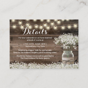 Rustic Baby's Breath Floral Hotel Accommodations Informatiekaartje