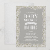 Rustic Baby's Breath Floral Silver Baby shower Kaart (Voorkant / Achterkant)
